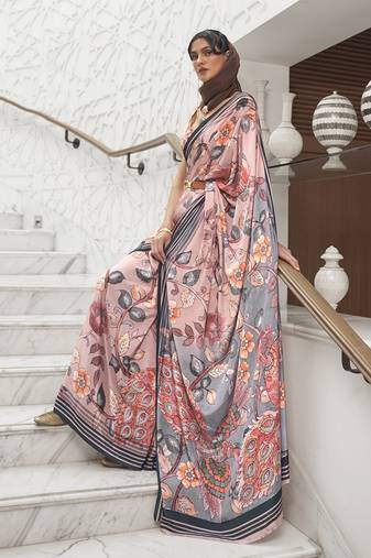 Multi colour crepe silk blend digital print saree