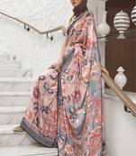 Multi colour crepe silk blend digital print saree