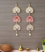 Pink and White Lotus Flower with Shubh Labh Wall Hanging for Diwali Decoration| Wall Decor 