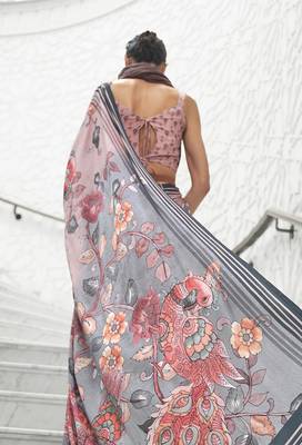Multi colour crepe silk blend digital print saree 2