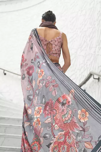 Multi colour crepe silk blend digital print saree