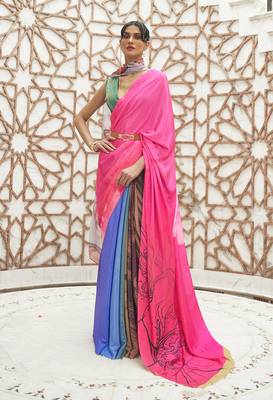 Multi colour crepe silk blend digital print saree 1