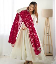 White Silk Anarkali Suit with Dupatta
