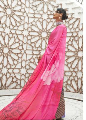 Multi colour crepe silk blend digital print saree 2