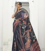 Black colour crepe silk blend digital print saree