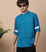 Blue linen cotton short kurta 