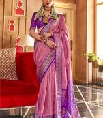 Patola print onion pink silk blend saree