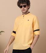 Yellow linen cotton short kurta