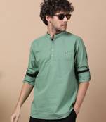 Green  linen cotton short kurta