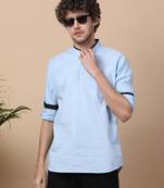 Sky Bule linen cotton short kurta