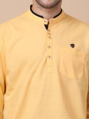 Yellow linen cotton short kurta 2