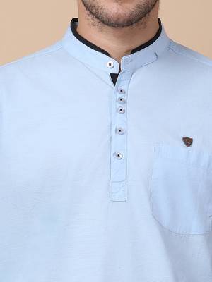 Sky Bule linen cotton short kurta 2