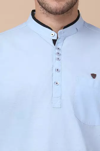 Sky Bule linen cotton short kurta