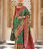 Banarasi silk blend weaving green saree