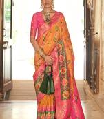 Banarasi silk blend weaving yellow saree