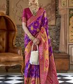Banarasi silk blend weaving purple saree