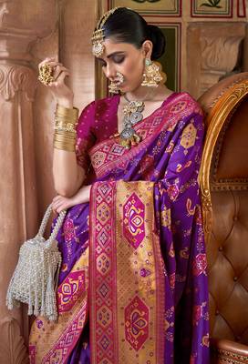 Banarasi silk blend weaving purple saree 2