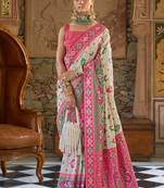 Banarasi silk blend weaving white saree