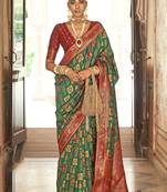 Banarasi silk blend weaving green saree