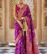 Banarasi silk blend weaving dark magenta saree
