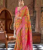 Banarasi silk blend weaving mustard saree