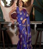 Satin silk blend violet weaving designer saree