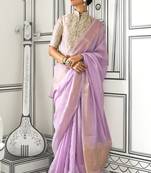 Chiffon weaving lavender saree