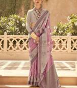 Pink foil print art silk blend saree