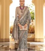 Multi colour foil print art silk blend saree