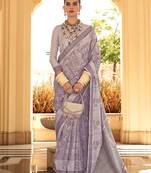 Light purple foil print art silk blend saree