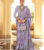 Lavender foil print art silk blend saree
