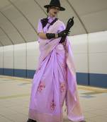 Silk blend weaving saree in lavender