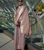 Katan silk blend light purple weaving saree