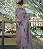 Katan silk blend light purple weaving saree