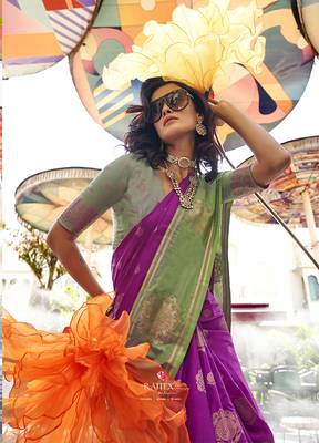 Katan silk blend weaving dark magenta saree 2