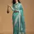 Weaving silk blend saree in aqua blue