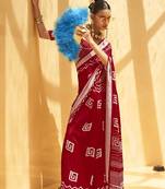 Maroon printed georgette saree