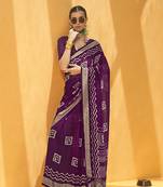 Purple printed georgette saree