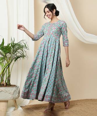 Women Printed Pure Cotton Anarkali Kurta 1