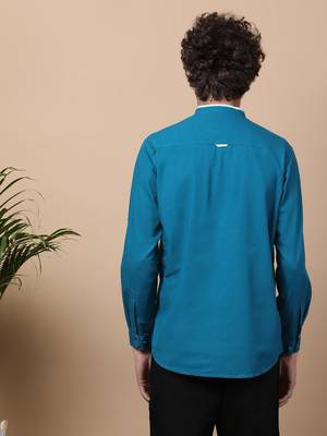 Blue linen cotton short kurta  4