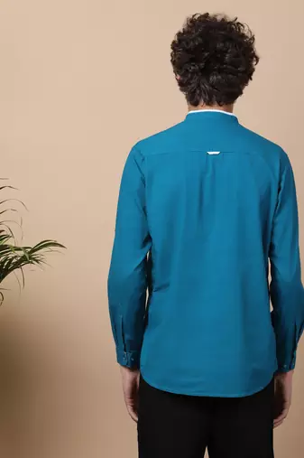 Blue linen cotton short kurta 