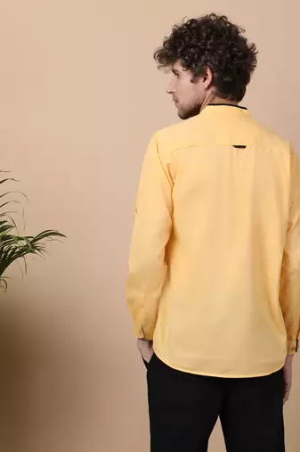 Yellow linen cotton short kurta