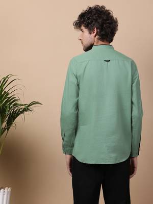 Green  linen cotton short kurta 4