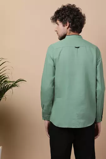 Green  linen cotton short kurta