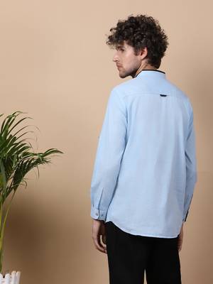 Sky Bule linen cotton short kurta 4