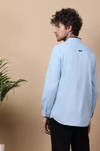 Sky Bule linen cotton short kurta