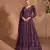 Purple embroidered chinon semi-anarkali salwar suit