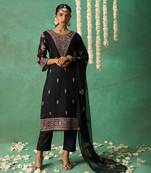 Black pure organza embroidered salwar suit