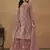 Pink embroidered net palazzo Suit
