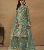 Green embroidery net palazzo
